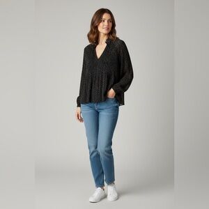 Ann Taylor Long Sleeve Pintuck Blouse Navy Size XS